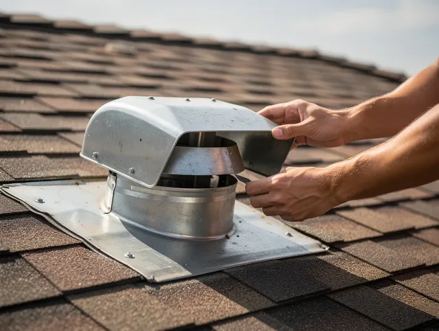 Tamiami Dryer Vent Cleaning certified technician safely cleaning a roof-mounted dryer vent in Tamiami