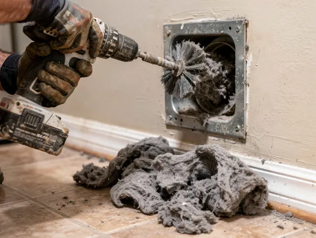 Certified Tamiami Dryer Vent Cleaning technician performing dryer vent cleaning in Tamiami