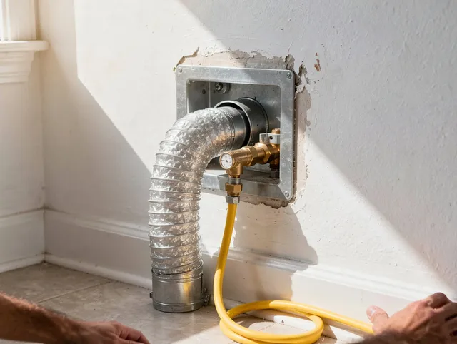 Tamiami Dryer Vent Cleaning certified technician performing specialized gas dryer vent cleaning in Tamiami